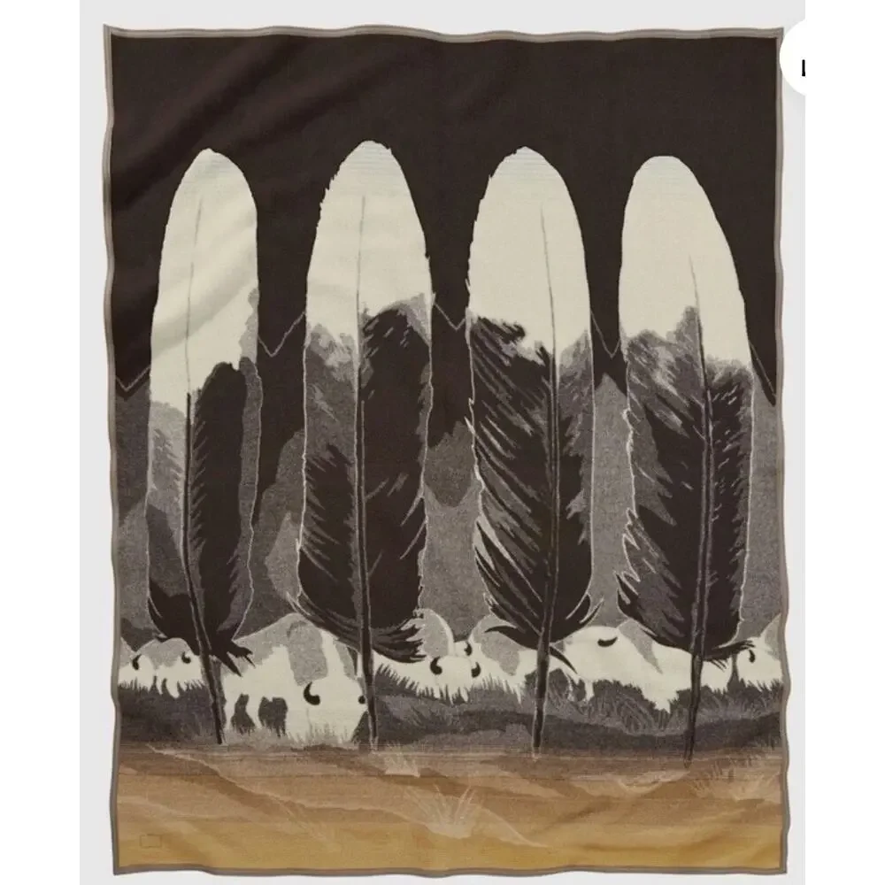 In Their element Pendleton Blanket Robe Beaver State Bison Feather 60”x76”
